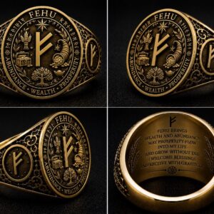 Bague rune Fehu en or 18 carats — Khodam Djinn — Khodam Djinn