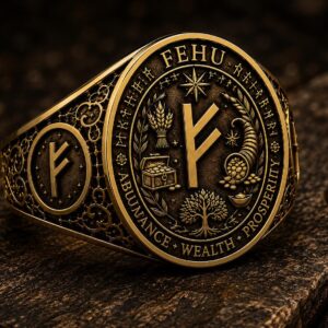 Bague rune Fehu en or 18 carats — Khodam Djinn — Khodam Djinn
