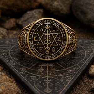 Bague sceau d’abondance en or 18 carats — Khodam Djinn — Khodam Djinn