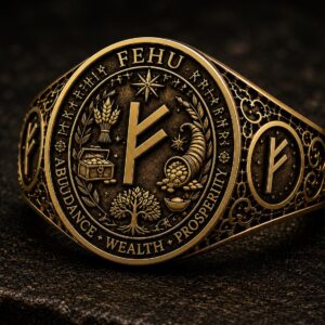 Bague rune Fehu en or 18 carats — Khodam Djinn — Khodam Djinn