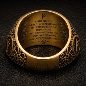 Bague rune Fehu en or 18 carats — Khodam Djinn — Khodam Djinn