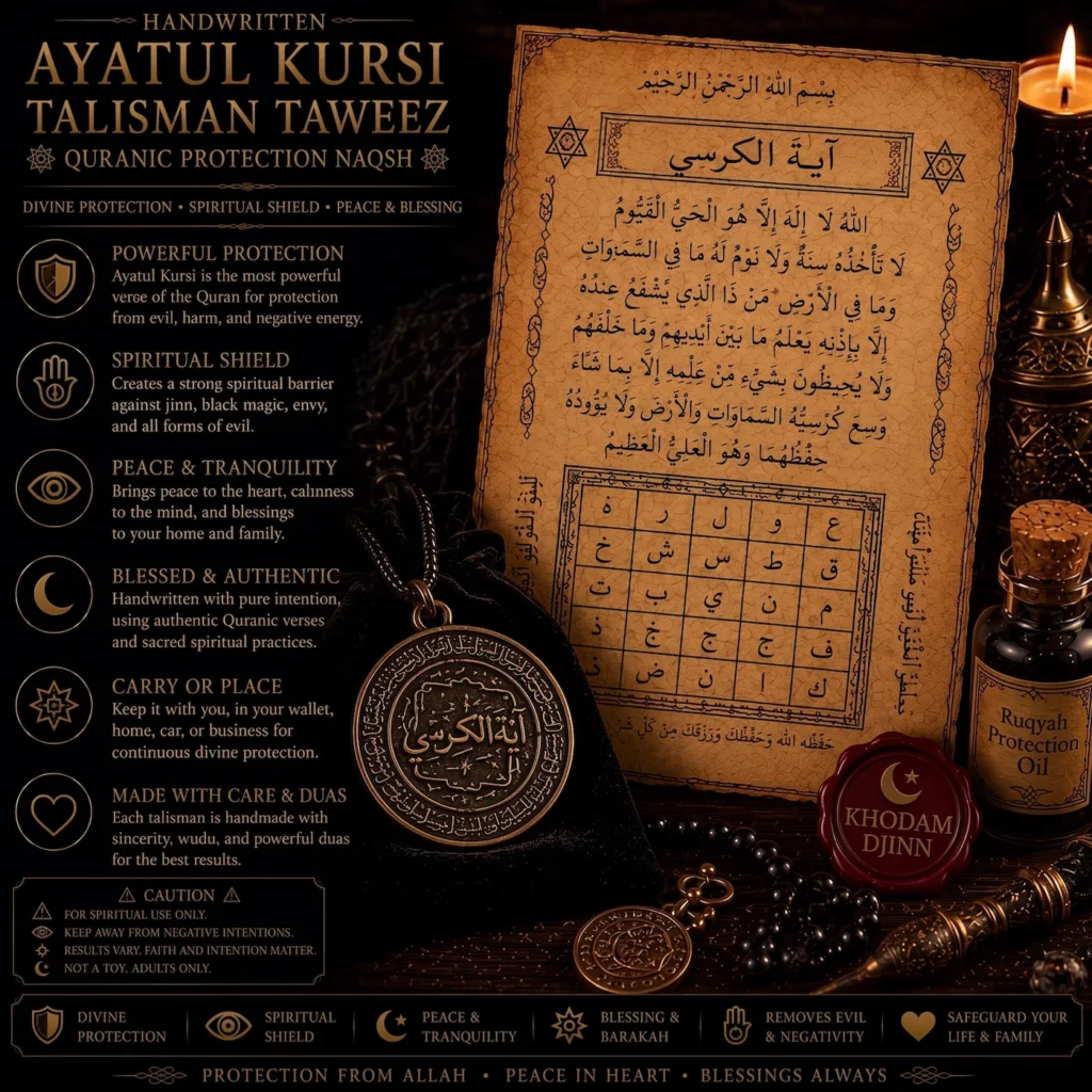 Taweez Ayat al-Kursi manuscrit — Khodam Djinn — Khodam Djinn