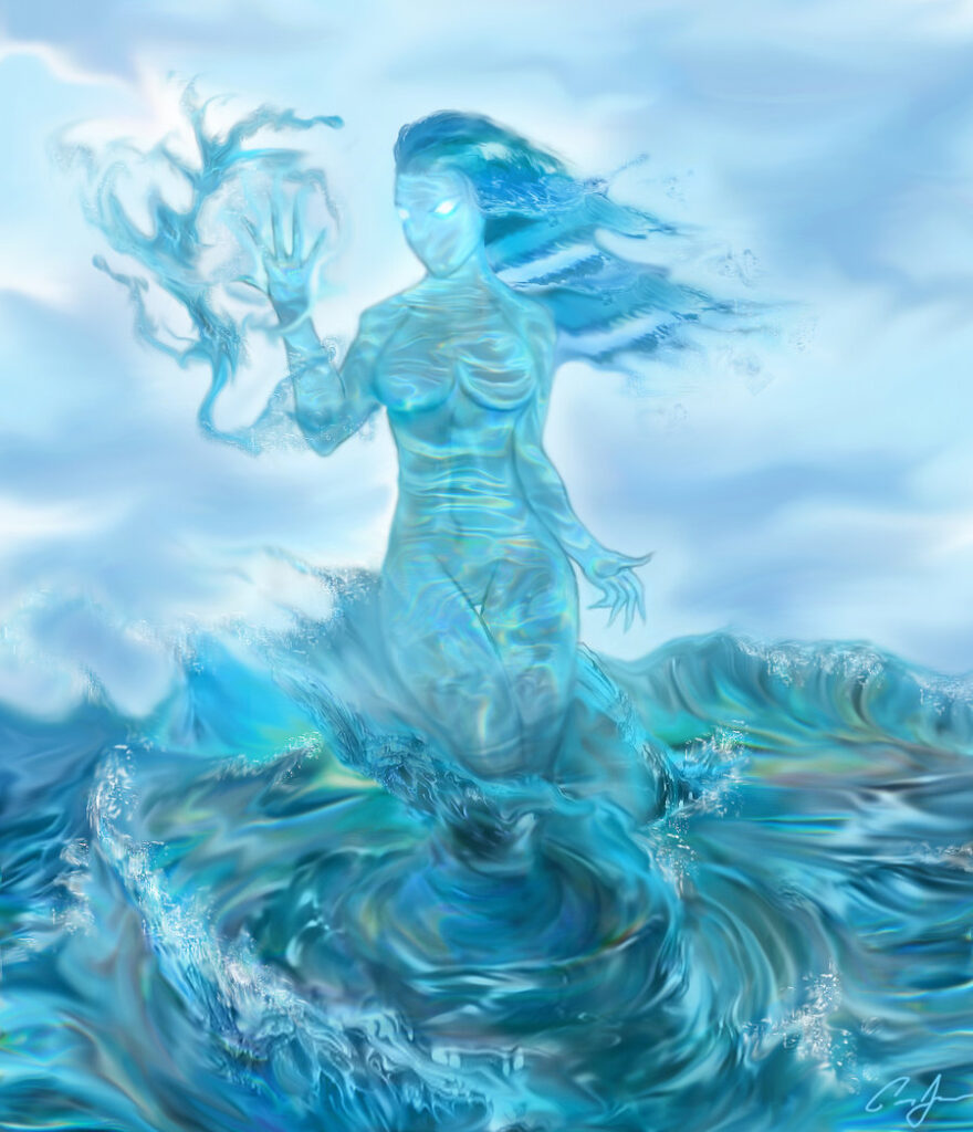 Huanted Guardian Water Elemental Anneau Guérison Protection de terre Bouclier magique — Khodam Djinn